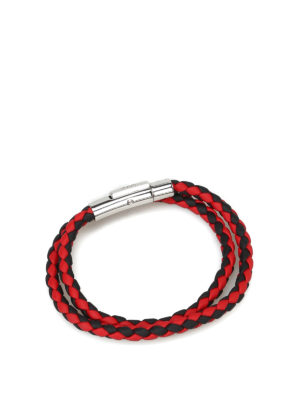 TOD'S: Bracciali e Braccialetti - Bracciale doppio giro in pelle nera e rossa
