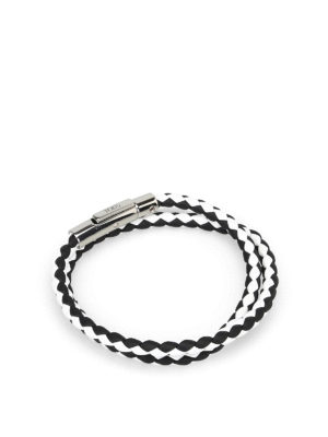 TOD'S: Bracciali e Braccialetti - Bracciale doppio giro in pelle nera e bianca