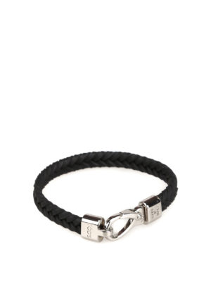 TOD'S: Bracciali e Braccialetti - Bracciale nero in pelle a treccia piatta