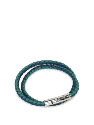 TOD'S: Bracciali e Braccialetti - Bracciale doppio giro in pelle verde e blu