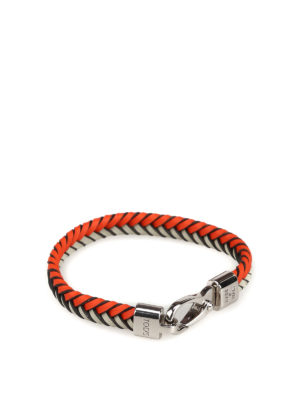 TOD'S: Bracciali e Braccialetti - Bracciale a treccia piatta arancio e grigio