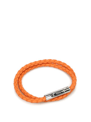TOD'S: Bracciali e Braccialetti - Bracciale doppio giro in pelle arancione
