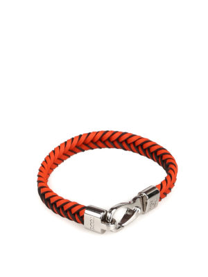 TOD'S: Bracciali e Braccialetti - Bracciale a treccia piatta color arancio