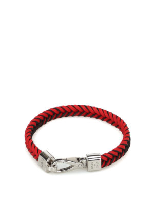 TOD'S: Bracciali e Braccialetti - Bracciale piatto in pelle intrecciata rossa