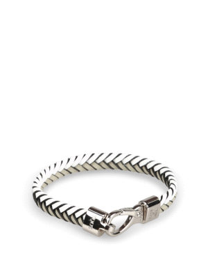 TOD'S: Bracciali e Braccialetti - Bracciale a treccia piatta bianco e grigio