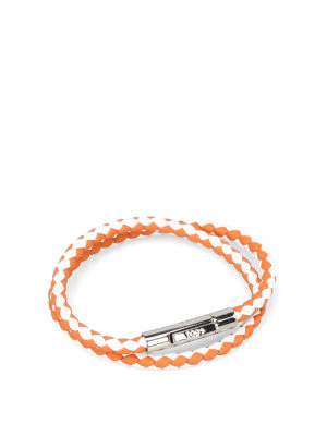 TOD'S: Bracciali e Braccialetti - Bracciale doppio giro pelle bianca e arancio