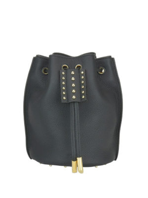 TOD'S: Secchielli - Micro secchiello nero in pelle martellata