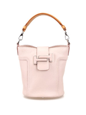 TOD'S: Secchielli - Piccolo secchiello Doppia T rosa in pelle