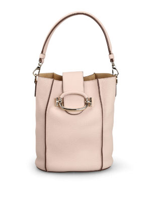 TOD'S: Secchielli - Secchiello beige in pelle Double T piccolo