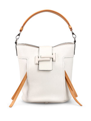 TOD'S: Secchielli - Secchiello Doppia T bianco in pelle