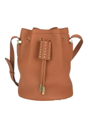 TOD'S: Secchielli - Borsa a secchiello in pelle martellata