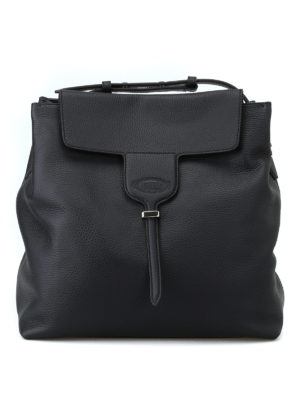 TOD'S: Secchielli - Sacca Joy media in pelle nera a grana