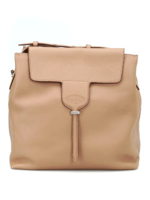 TOD'S: Secchielli - Borsa Joy M in pelle a grana color nocciola