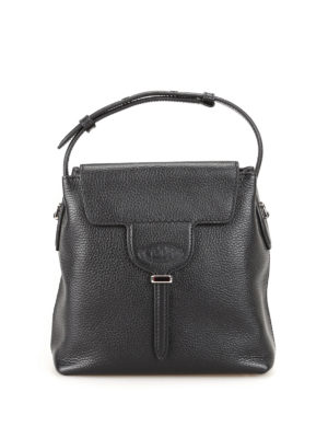 TOD'S: Secchielli - Secchiello Joy Mini in pelle martellata nera