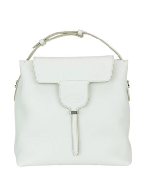 TOD'S: Secchielli - Borsa Joy S in pelle bianca a grana