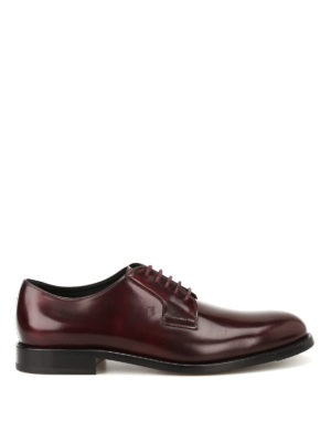 TOD'S: classiche - Stringate Derby in pelle bordeaux
