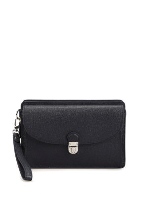 TOD'S: pochette - Busta porta documenti in pelle blu scura