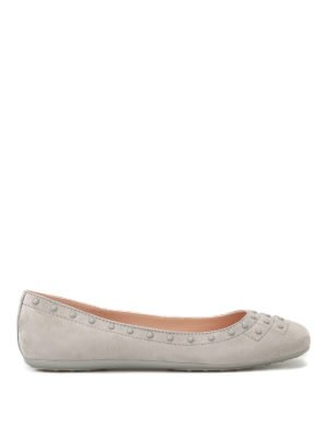TOD'S: ballerine - Ballerine in camoscio con gommini