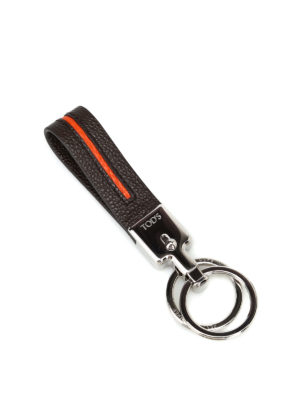 TOD'S: portachiavi - Portachiavi in pelle con riga centrale