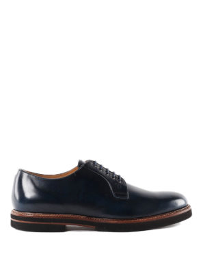 TOD'S: scarpe stringate - Scarpe Derby blu scuro in pelle spazzolata