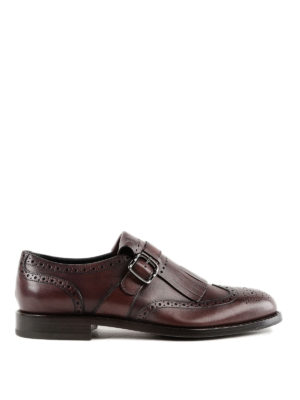 TOD'S: scarpe stringate - Scarpe in pelle con frange e dettagli brogue