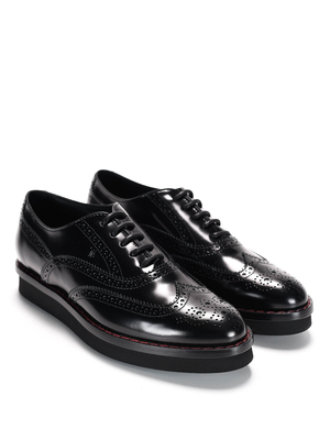 TOD'S: scarpe stringate - Derby in pelle con brogue