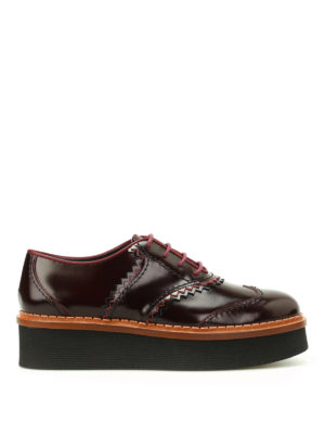 TOD'S: scarpe stringate - Oxford in pelle con zeppa