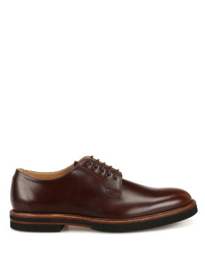 TOD'S: scarpe stringate - Stringate Derby in pelle color nocciola