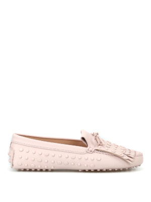 TOD'S: Mocassini e slippers - Mocassini in pelle rosa con gommini