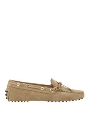TOD'S: Mocassini e slippers - Mocassino Gommino driver beige in camoscio