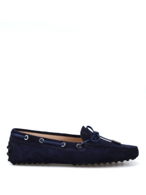 TOD'S: Mocassini e slippers - Mocassini blu in camoscio con laccetto