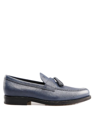 TOD'S: Mocassini e slippers - Mocassino blu con nappine in pelle