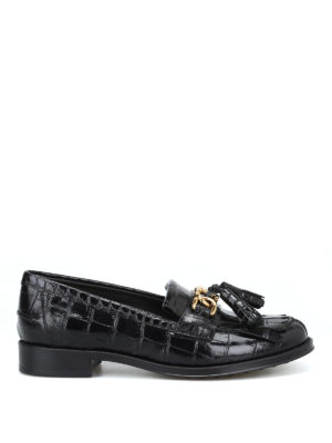 TOD'S: Mocassini e slippers - Mocassini stampa cocco con catena e nappine