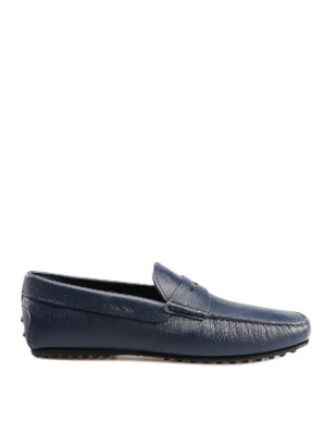 TOD'S: Mocassini e slippers - Mocassino City in pelle blu