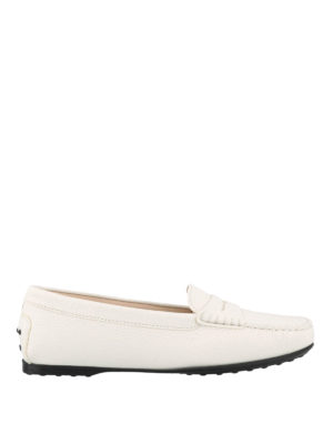 TOD'S: Mocassini e slippers - Mocassini City Gommini bianchi in pelle
