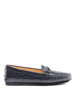 TOD'S: Mocassini e slippers - Mocassini City Gommino blu stampa cocco