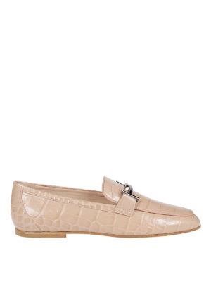 TOD'S: Mocassini e slippers - Mocassini Double T in pelle effetto cocco