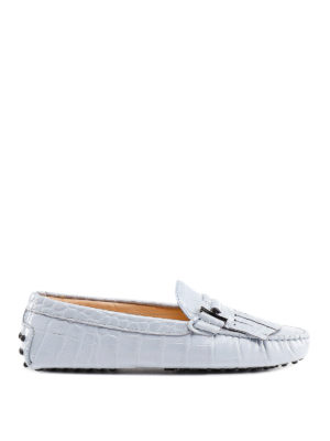 TOD'S: Mocassini e slippers - Mocassini in pelle con stampa cocco