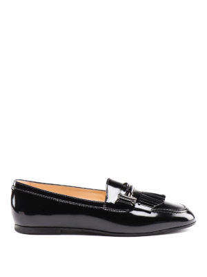TOD'S: Mocassini e slippers - Mocassini neri Double T in pelle spazzolata