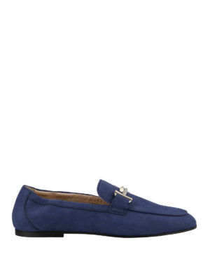 TOD'S: Mocassini e slippers - Mocassini Double T in pelle blu