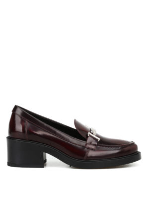 TOD'S: Mocassini e slippers - Mocassini Double T in pelle con tacco