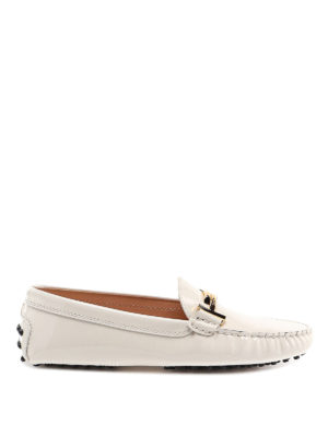 TOD'S: Mocassini e slippers - Mocassini bianchi in vernice con Doppia T