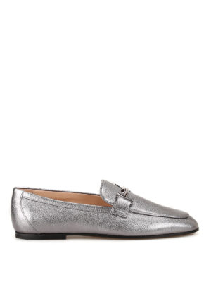 TOD'S: Mocassini e slippers - Mocassini in pelle laminata con doppia T