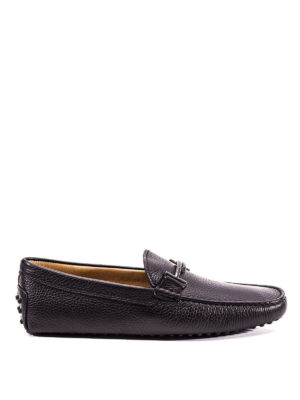 TOD'S: Mocassini e slippers - Mocassini in pelle a grana con doppia T