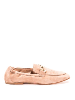 TOD'S: Mocassini e slippers - Mocassini in pelle scamosciata con doppia T