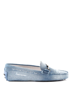 TOD'S: Mocassini e slippers - Mocassini in denim used con doppia T