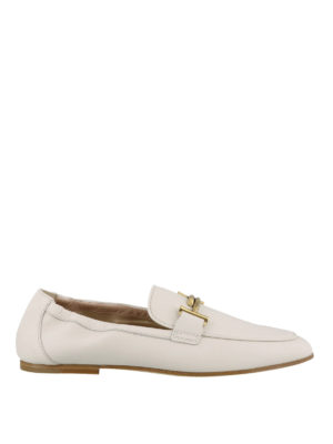 TOD'S: Mocassini e slippers - Mocassino Double T bianco in pelle