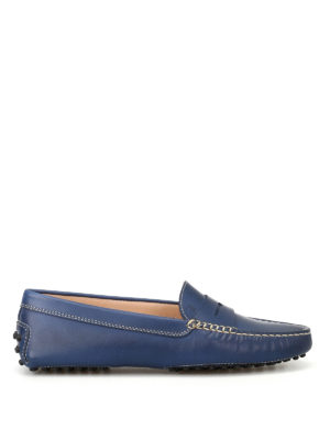 Tod'S: Loafers & Slippers - Gommino blue leather driving shoes