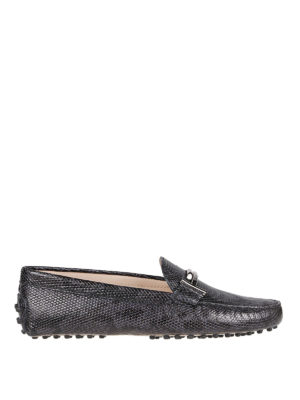 TOD'S: Mocassini e slippers - Mocassini Gommino Double T in pelle stampata