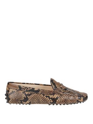 TOD'S: Mocassini e slippers - Mocassini Gommino in pelle effetto pitone